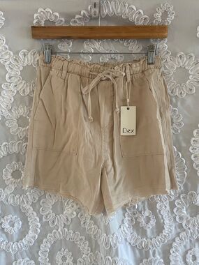 Dex Beige Linen-Blend Drawstring Casual Shorts
